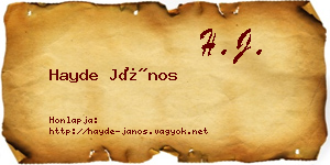 Hayde János névjegykártya